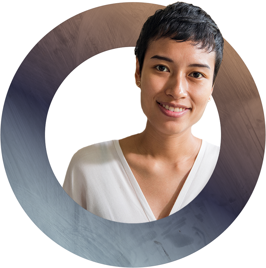 Woman, smiling.